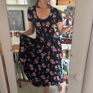 Rayon Maxi Dress Nostalgia Vintage 90s Floral